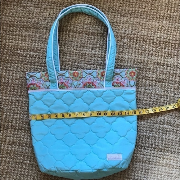 CINDA b turquoise nylon quilted purse/ handbag/ shoulder bag bucket bag. - Picture 7 of 8